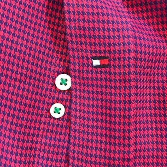 Tommy Hilfiger Men's Button Front Shirt Long Sleeves Herringbone Size 16 32-33 - Picture 7 of 7